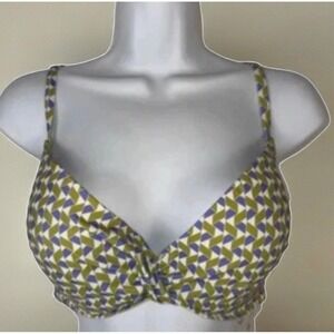 Shade & Shore Mosaic Print Bikini Top Women 34C Multicolor Padded Lined Swim Top